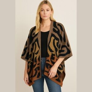ON BLUE Animal print Ombre cardigan boho size L/XL